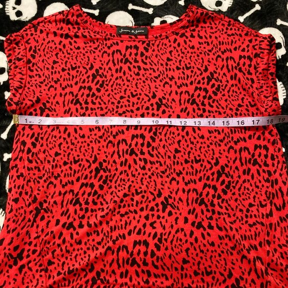 JASMINE & JULIANA Red black leopard print short sleeve top - SMALL MEDIUM shirt - Picture 7 of 13
